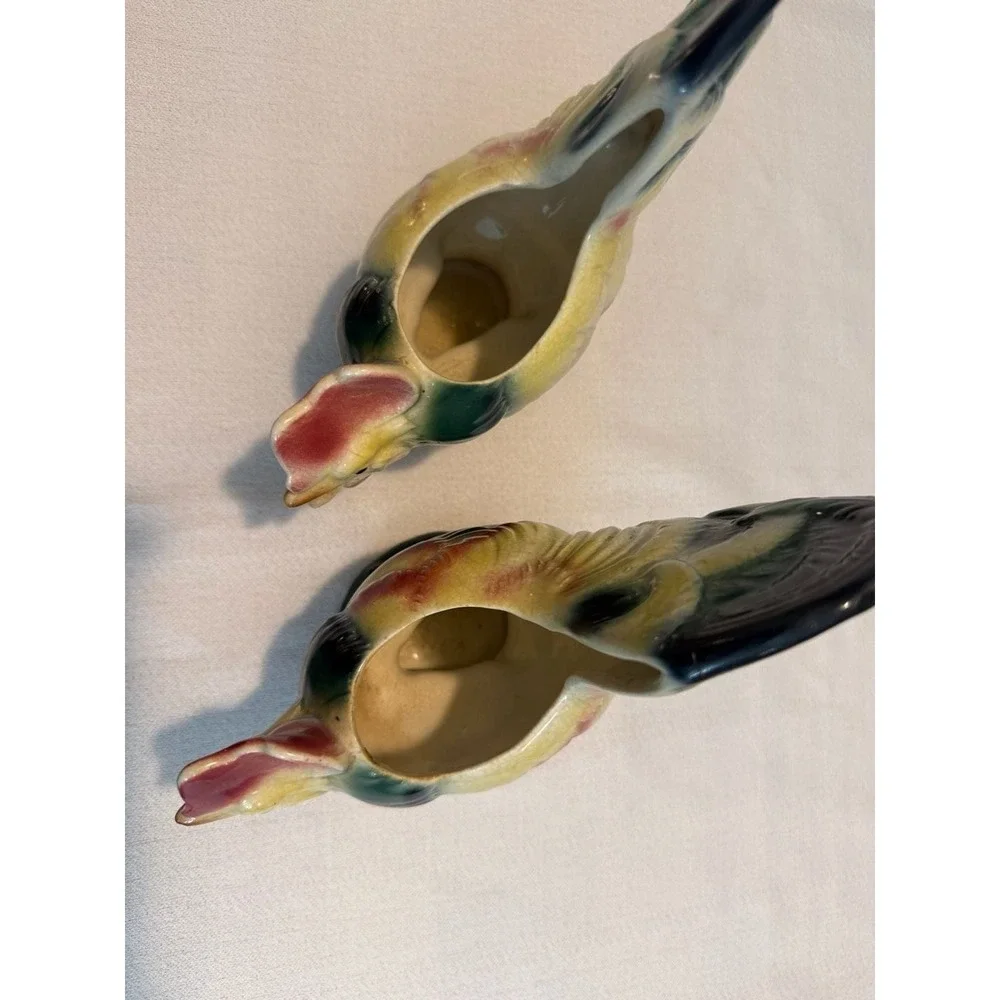 Set of 2 Vintage Royal Copley Ceramic Rooster Planters